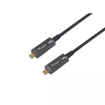 EQUIP 578203 USB-C uz USB-C aktīvais optiskais kabelis 7.5m 4K@60Hz 10Gbps PD 60W Melns