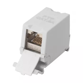 Equip Cat6A ekranēts keystone savienotājs 1xRJ45 DIN sliede pelēks