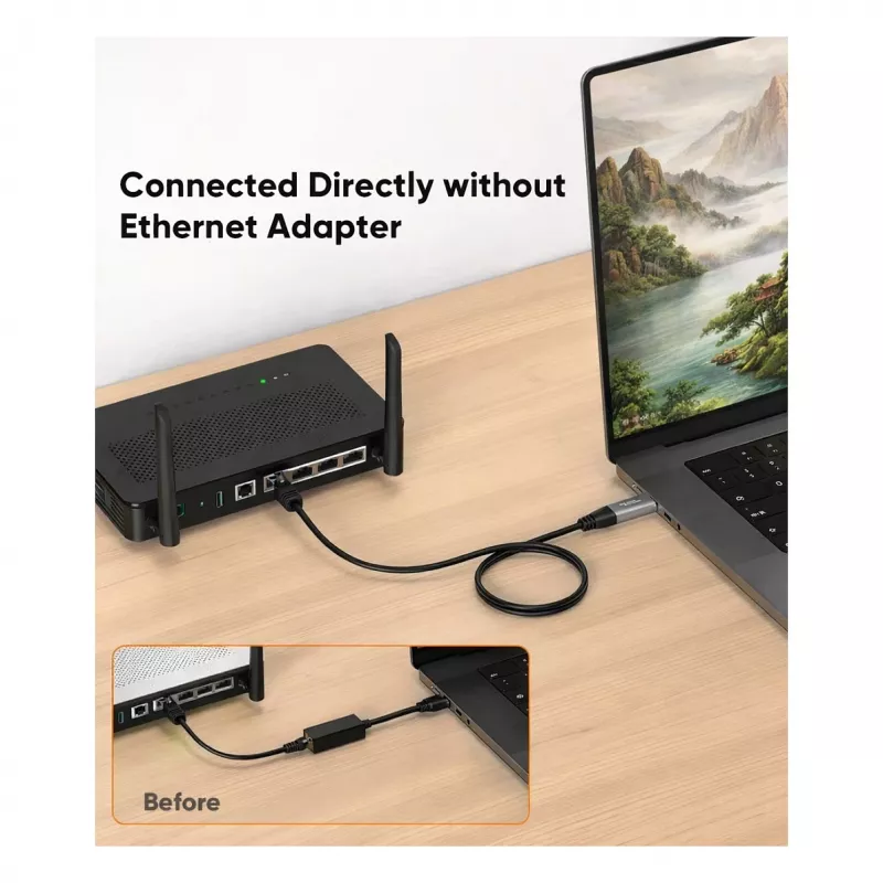 Equip Gigabit USB-C / USB-A uz RJ45 Ethernet Adapteris - Melns