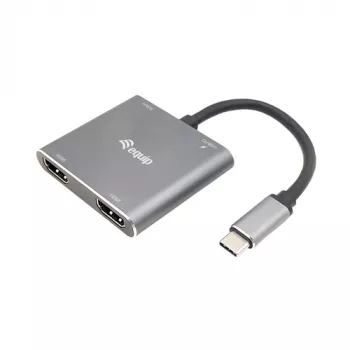 EQUIP USB-C 4-in-1 Dual-HDMI adapteris ar 100W PD, 4K MST, alumīnija