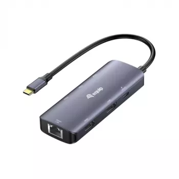 EQUIP USB-C Multiport Adapter ar 2x HDMI, RJ45, 2x USB-A, USB-C PD 100W, Grey