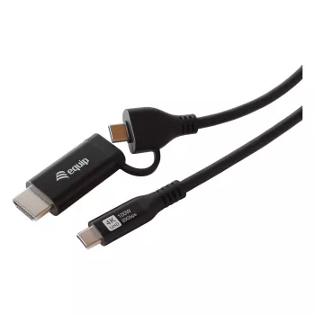 EQUIP USB-C uz USB-C + HDMI adapteris ar 100W Power Delivery, 4K 60Hz, 3m alumīnija korpusā