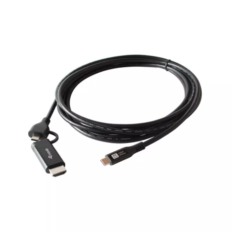 EQUIP USB-C uz USB-C + HDMI adapteris ar 100W Power Delivery, 4K 60Hz, 3m alumīnija korpusā