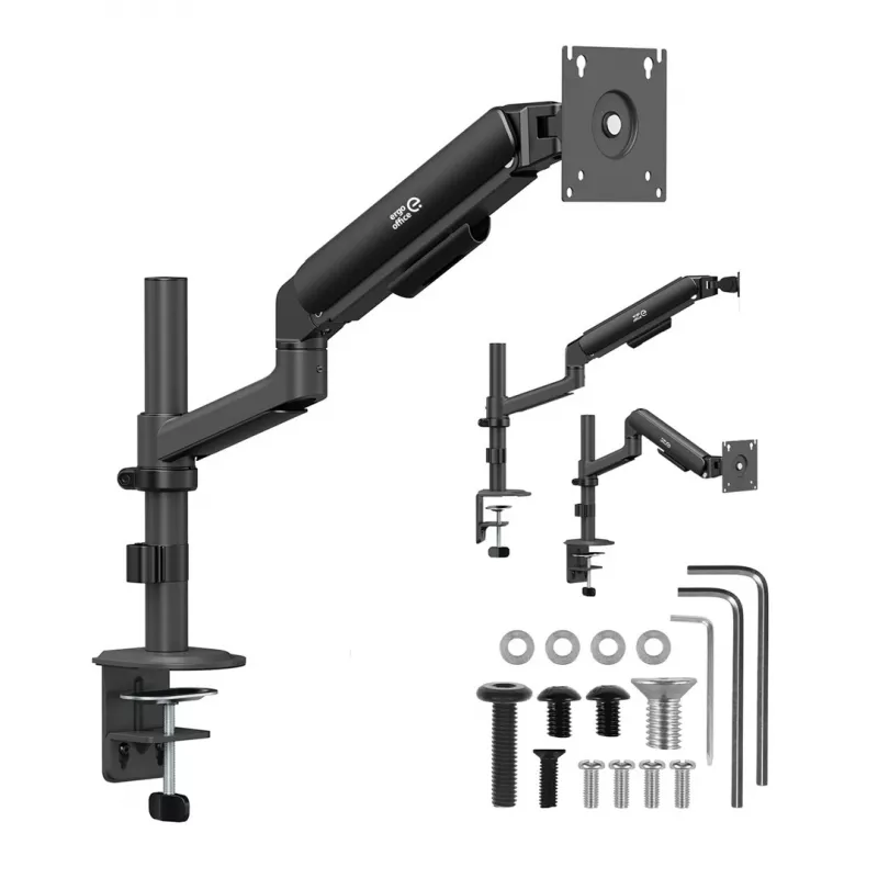 Ergo Office ER-691 B Gāzes atsperes monitora stiprinājums 17–32 inch ekrāniem, 1–10 kg, matēti melns, VESA 75/100