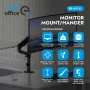 Ergo Office ER-691 B Gāzes atsperes monitora stiprinājums 17–32 inch ekrāniem, 1–10 kg, matēti melns, VESA 75/100