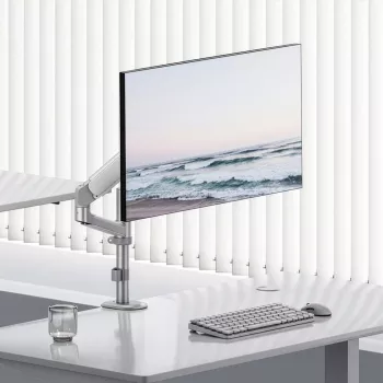 ERGO OFFICE ER-691 W Gāzes atsperes monitora stiprinājums 17-32 inch monitoriem līdz 10 kg, matēti balts