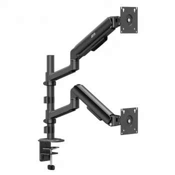 ERGO OFFICE ER-692 B Dual Monitor Pultu Stiprinājums, Gāzes Atsperes Rokas, 17-32 inch, 1-10 kg katrai Rokai, Matēti Melns
