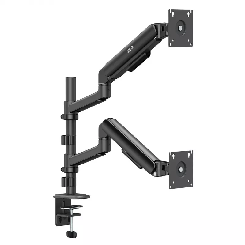 ERGO OFFICE ER-692 B Dual Monitor Pultu Stiprinājums, Gāzes Atsperes Rokas, 17-32 inch, 1-10 kg katrai Rokai, Matēti Melns