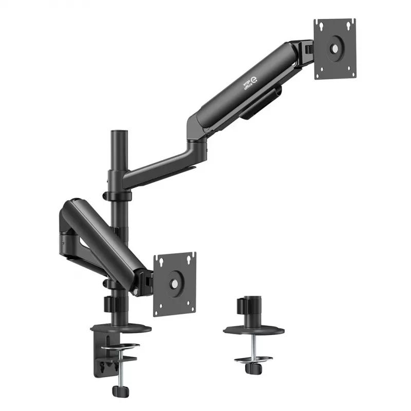 ERGO OFFICE ER-692 B Dual Monitor Pultu Stiprinājums, Gāzes Atsperes Rokas, 17-32 inch, 1-10 kg katrai Rokai, Matēti Melns
