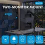 ERGO OFFICE ER-692 B Dual Monitor Pultu Stiprinājums, Gāzes Atsperes Rokas, 17-32 inch, 1-10 kg katrai Rokai, Matēti Melns