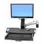 Ergotron 45-260-026 Track Mount Kit – pilna darbstacija uz sliedēm, monitora turētājs ar tastatūras plauktu, pele izvelkama, plaukstas balsts un skenera turētājs, līdz 24 inch LCD, VESA 75/100 mm, pulēts alumīnijs