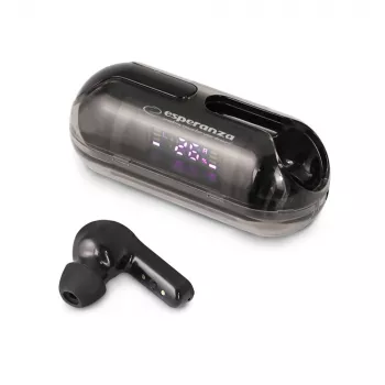 Esperanza EH239K True Wireless Stereo Bluetooth In-Ear austiņas ar uzlādes futrāli, skārienvadību un iebūvētu mikrofonu, melnas