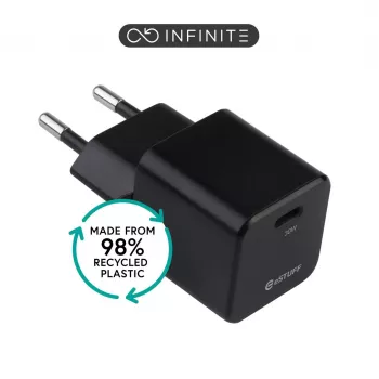 ESTUFF INFINITE (GRS) USB-C lādētājs 20W PD 3.0 EU Plug White