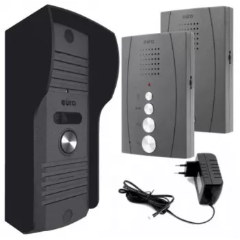 EURA ADP-51A3 DIFESA audio durvju telefona komplekts - 1-ģimenei, 2 klausules, interkoms, grafīta krāsā