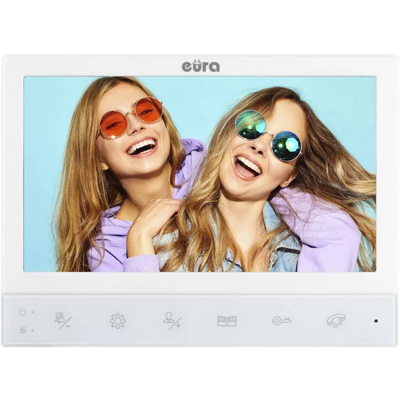 EURA VDP-80C5 Divģimeņu video durvju zvans, balts, 2x 7 inch LCD, FHD, 1080p kamera, RFID lasītājs, virsmas montāža