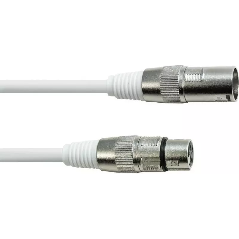 EUROLITE DMX kabelis XLR 3-pin 1m balts – izturīgs vadības kabelis skatuves apgaismojumam