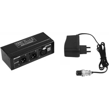 EUROLITE DXT-ME PRO DMX Merger 2x3-Pin XLR ieeja uz 1x3-Pin XLR izeja, HTP/LTP/Merge režīmi, 512 kanāli, metāla korpuss, 9-12V DC 70064868