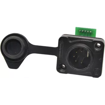 EUROLITE IP XLR komplekts 5 kontaktu vīrišķais/sieviešķais savienotājs, IP65, cinkota metāla korpuss, lodējami kontakti, melns 30208439