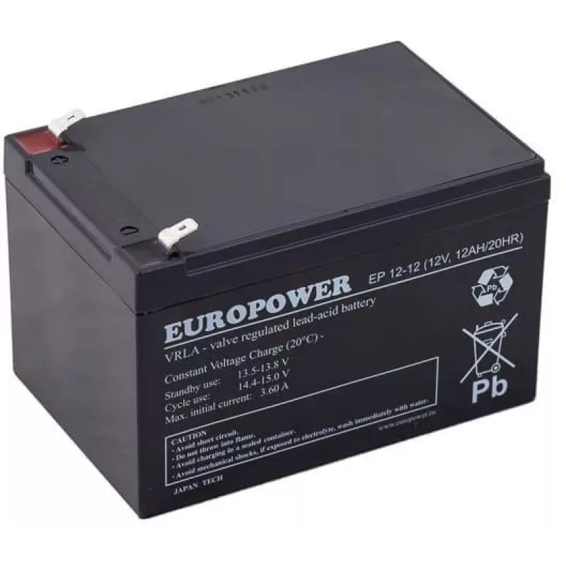 Europower EP12-12 12V 12Ah AGM akumulators