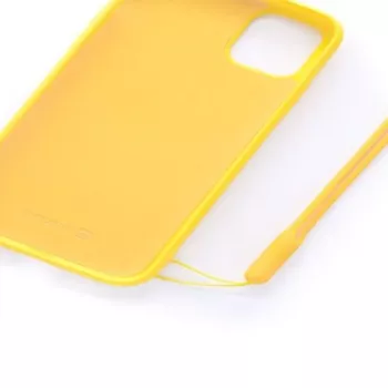 Evelatus Apple iPhone 11 Soft Touch silikona maciņš ar siksniņu dzeltenā krāsā