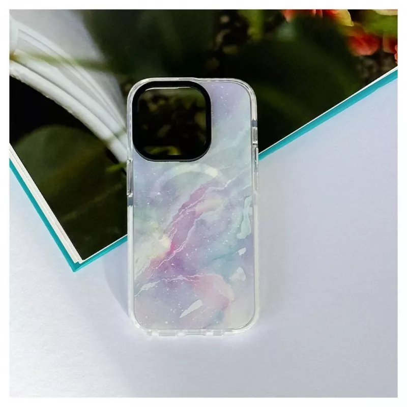 Evelatus Apple iPhone 15 Pro PC+TPU apvalks ar MagSafe - Marmora violets