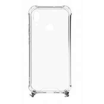 Evelatus Huawei P Smart 2019 Silicone Caurspīdīgs ar Kaklasiksnas TPU Siksniņu Sudraba