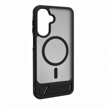 Evelatus Samsung Galaxy A17 4G / A17 5G gumijotais MacSafe maciņš ar statīvu, melns