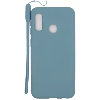 Evelatus Samsung Galaxy A20e Soft Touch silikona maciņš ar siksniņu zils
