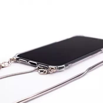 Evelatus Samsung Galaxy S10 Silicone Caurspīdīgs ar Kakla Siksnu TPU Strap Sudrabs