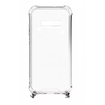 Evelatus Samsung Galaxy S10 Silicone Caurspīdīgs ar Kakla Siksnu TPU Strap Sudrabs