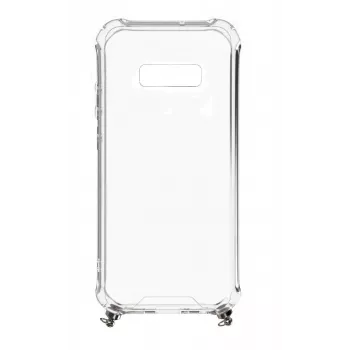 Evelatus Samsung Galaxy S10e Silicone Caurspīdīgs ar Kaklasiksnas TPU Siksniņu Sudrabs