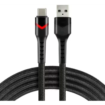 everActive CBB-1CBR USB-A uz USB-C RGB LED pīts kabelis 1m 3A melns
