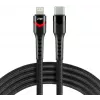 everActive CBB-1CIR USB-C uz Lightning RGB LED kabelis 1m 27W PD melns