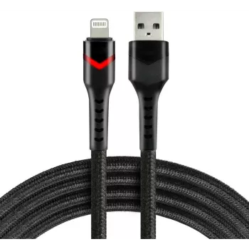 everActive CBB-1IBR USB-A uz Lightning RGB LED pīts kabelis 1m 2.4A Melns