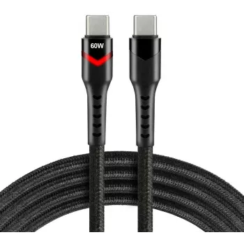 everActive CBB-2PDR USB-C uz USB-C RGB LED pīts kabelis 2m 3A 60W melns
