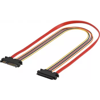 EXERTIS CONNECT SATA pagarinājuma kabelis, SATA 22 pin Male to SATA 22 pin Female (5V + 12V), 0,5 m, SATA datu un barošanas interfeisa pagarināšanai, melns 147500