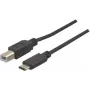 EXERTIS CONNECT USB 2.0 kabelis, USB Type-C uz USB Type-B, melns, 1.0 m 150304