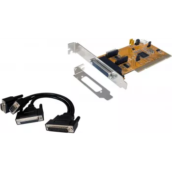 EXSYS EX-43360 PCI-X adapteris - 2x RS-232 seriālie + 1x paralēlais ports, MosChip, Low Profile