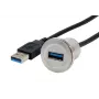 EXSYS EX-49186 USB 3.2 Gen 1 panelmontāžas adapteris, USB-A sievišķais uz vīrišķo, 30 cm, metāls