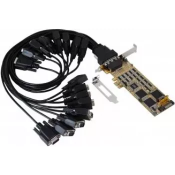 EXSYS PCIe 16 portu RS-232 sērijas paplašināšanas karte ar SystemBase mikroshēmojumu, 921.6 Kbps, 15KV ESD, Low Profile EX-44316-2