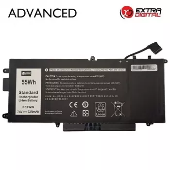 Extra Digital Advanced NB442300 klēpjdatora akumulators Dell K5XWW — 7270mAh, 7.6V, 4-cell Li-ion