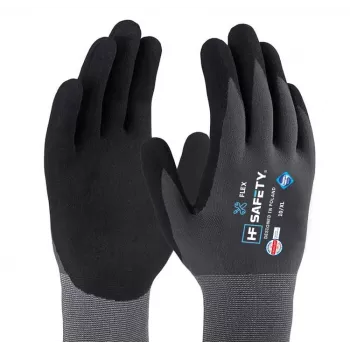 Extralink HF Safety Flex aizsargcimdi, 10/XL izmērs, nitrila putu pārklājums, EN 388:2016 4131X, melni/pelēki, 1 pāris