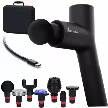 Extralink Massage Gymgun Fit 2.0 Pro Masāžas Pistole, 7 Uzgaļi, 6 Režīmi