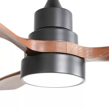 Extralink Walnut Dark 48 viedais WiFi griestu ventilators ar LED gaismu, tumšs valrieksts, 122 cm, Tuya lietotne, tālvadība, DC motors, 6 ātrumi, regulējama gaisma, Alexa un Google saderīgs