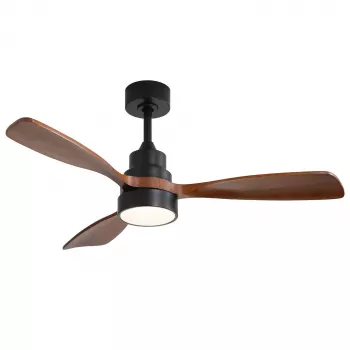 Extralink Walnut Dark 48 viedais WiFi griestu ventilators ar LED gaismu, tumšs valrieksts, 122 cm, Tuya lietotne, tālvadība, DC motors, 6 ātrumi, regulējama gaisma, Alexa un Google saderīgs