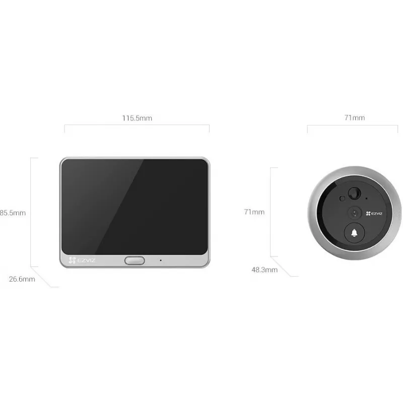 Ezviz CS-CP4 2MP Wi-Fi Digital Door Viewer ar 4.3 collu ekrānu, sudraba