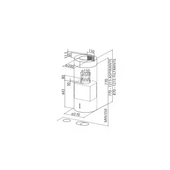 Faber CYLINDRA ISOLA EG8 X A37 salas tvaika nosūcējs ar LED apgaismojumu, 670 m³/h izsūkšana, energoklase C