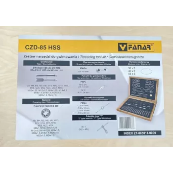 FANAR vītņgriešanas instrumentu komplekts M3-M24 HSS CZD-85