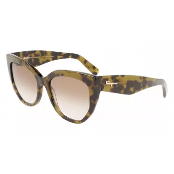 FERRAGAMO SF1061S-246 Sieviešu saulesbrilles Havana Acetāts Brūns Gradienta Lēcas 56/18/145 mm