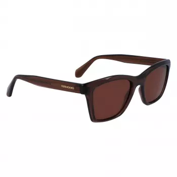 FERRAGAMO SF2001S-232 Unisex saulesbrilles Havana Brūns Square Acetate Frame Brūnas Lēcas 54/20/145 mm